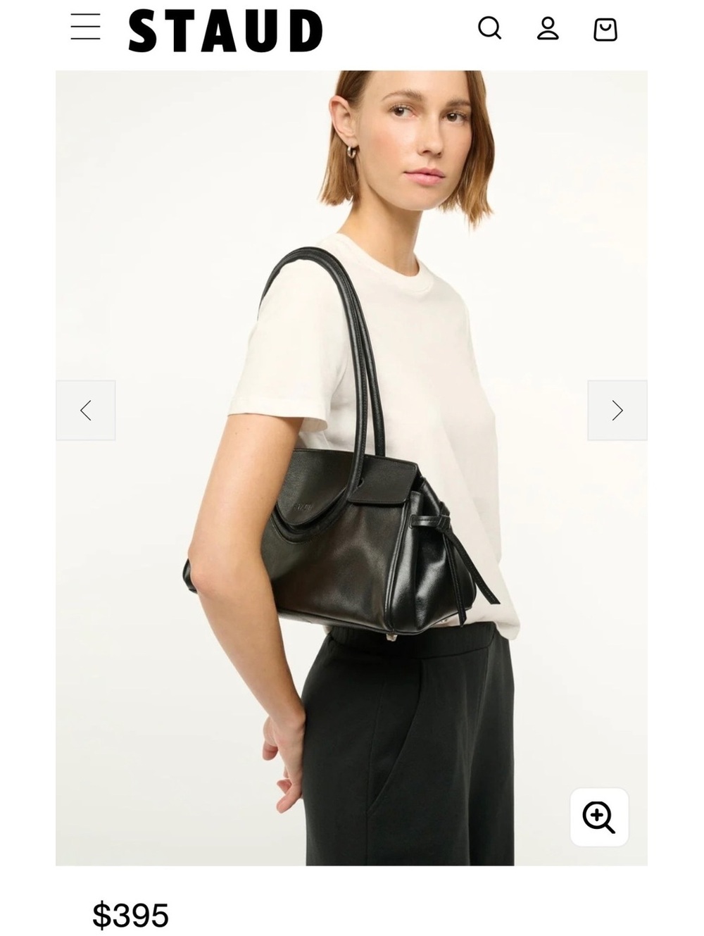 STAUD Maude Black Leather Shoulder Bag - Picture 2 of 9
